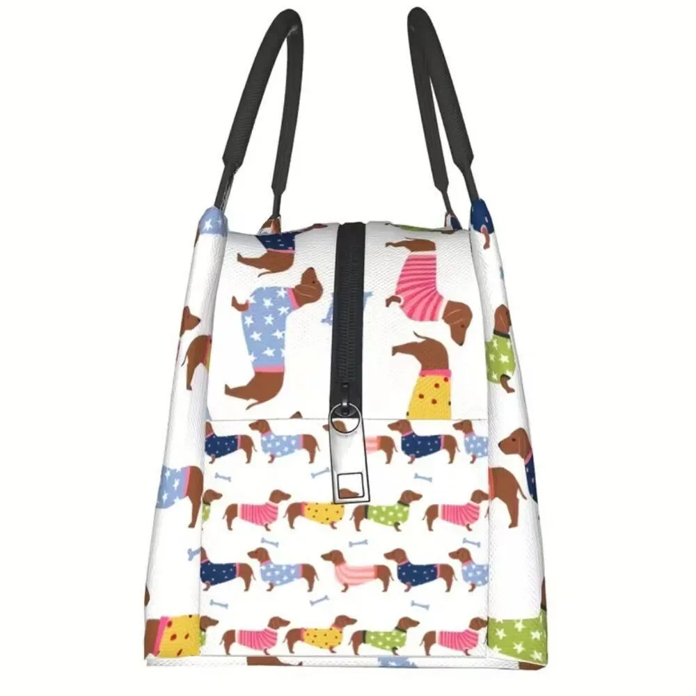Dachshund Pattern Insulated Lunch Bag – Reusable Cooler Tote